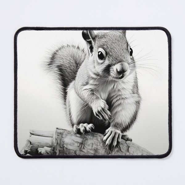 Item preview, Black and white Squirrel pencil drawing designed and sold by Pencil-Art.