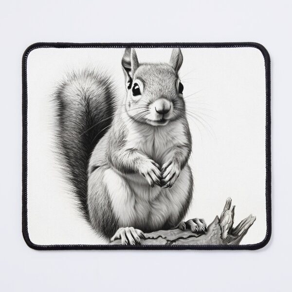 Item preview, Black and white Squirrel pencil drawing designed and sold by Pencil-Art.
