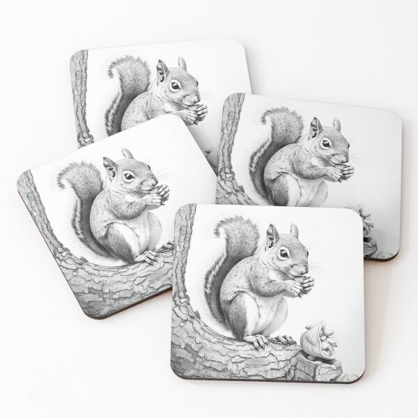 Item preview, Black and white Squirrel pencil drawing designed and sold by Pencil-Art.