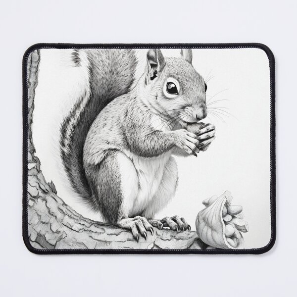 Item preview, Black and white Squirrel pencil drawing designed and sold by Pencil-Art.