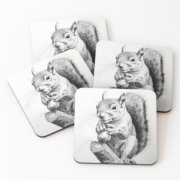Item preview, Black and white Squirrel pencil drawing designed and sold by Pencil-Art.