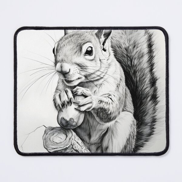 Item preview, Black and white Squirrel pencil drawing designed and sold by Pencil-Art.