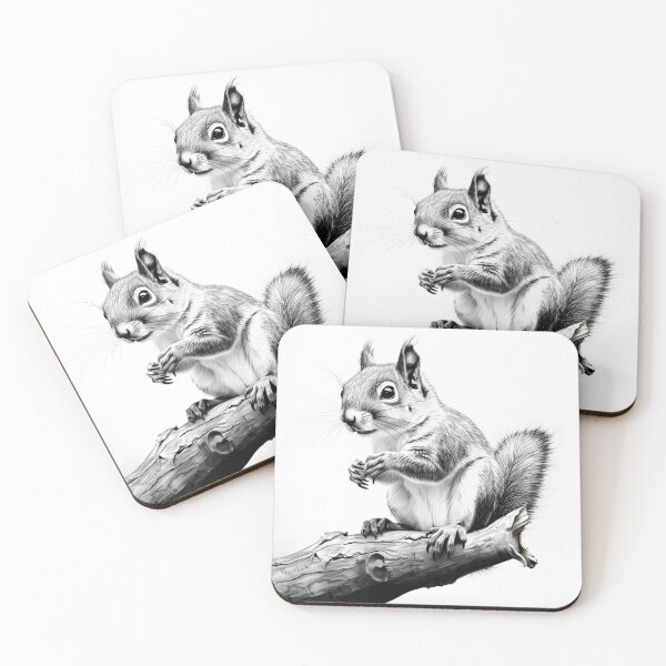 Item preview, Black and white Squirrel pencil drawing designed and sold by Pencil-Art.