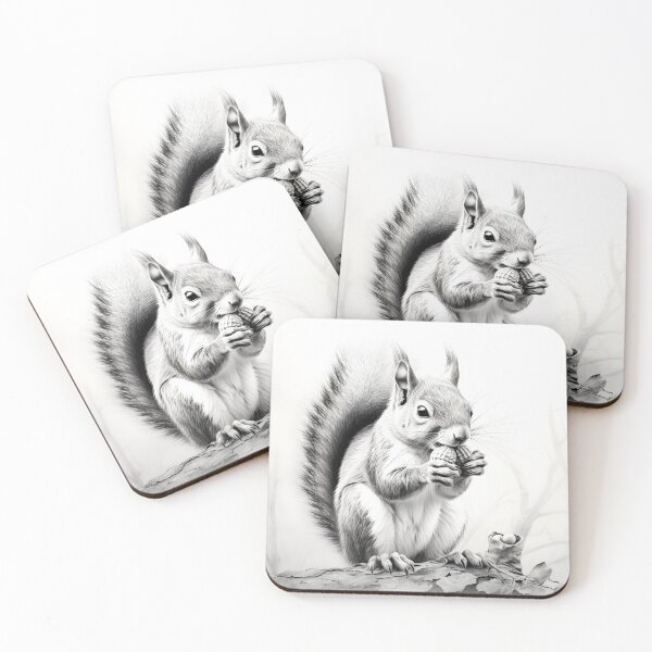 Item preview, Black and white Squirrel pencil drawing designed and sold by Pencil-Art.