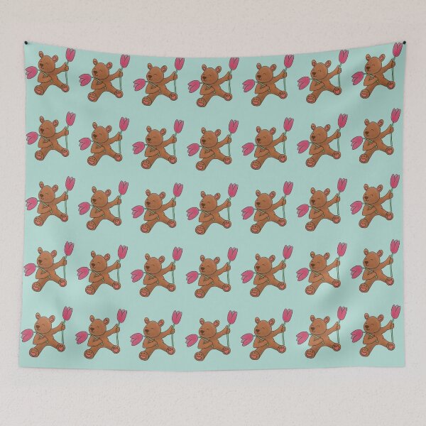 Item preview, Cute Teddy Bear With Tulips designed and sold by HugSomeNettles.