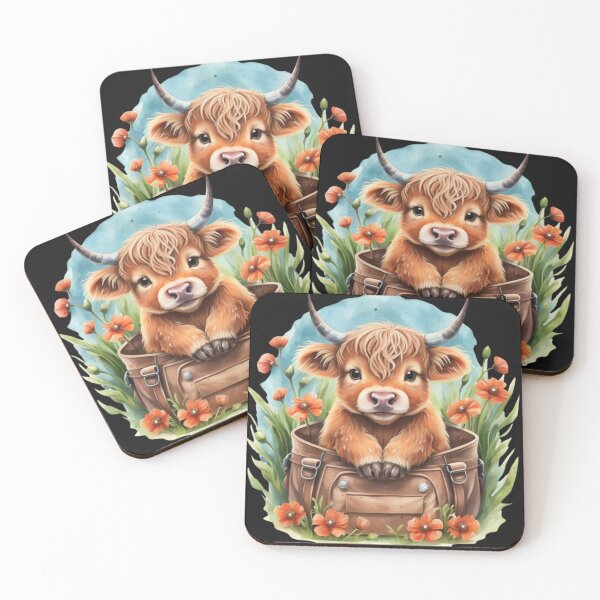 Item preview, cartoon baby highland cow, designed and sold by aipaint.