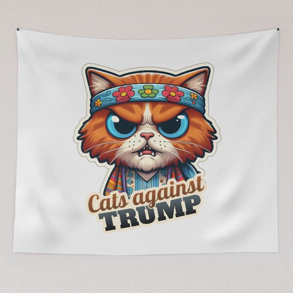 Item preview, Hippie Cat against Trump designed and sold by ThisDress.