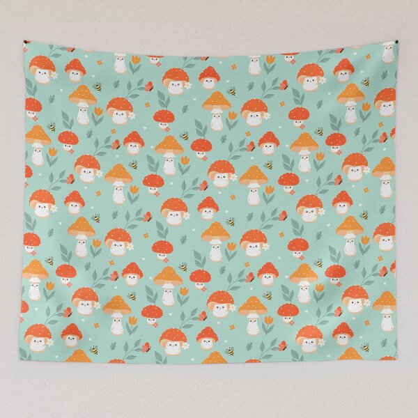 Item preview,  pattern with cute fly agarics designed and sold by burbura.