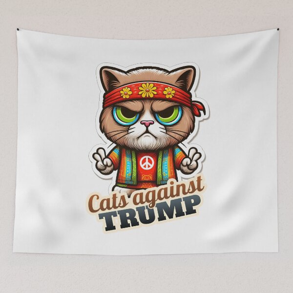Item preview, Hippie Cat against Trump designed and sold by ThisDress.