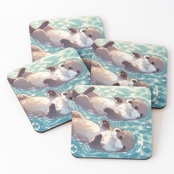 Item preview, A pair of otters swimming in the water on their backs designed and sold by Nastasiakhmnk.