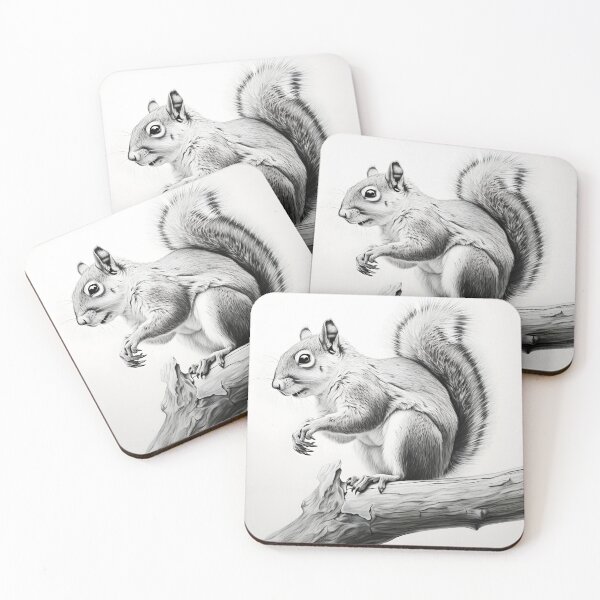 Item preview, Black and white Squirrel pencil drawing designed and sold by Pencil-Art.