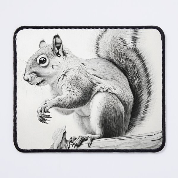 Item preview, Black and white Squirrel pencil drawing designed and sold by Pencil-Art.