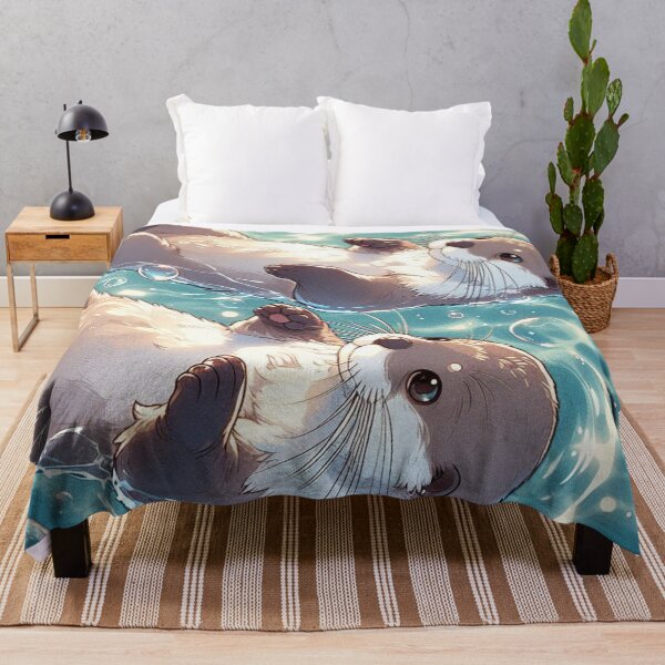Item preview, A pair of otters swimming in the water on their backs designed and sold by Nastasiakhmnk.