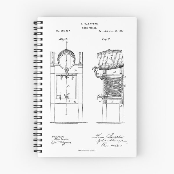 Artikelvorschau, Bierkühler 1876 Patent Poster Weißer Hintergrund entworfen und verkauft von Peek-Designs.