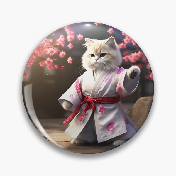 Item preview, CAT AND WHITE KIMONO designed and sold by AmazingBackDrop.