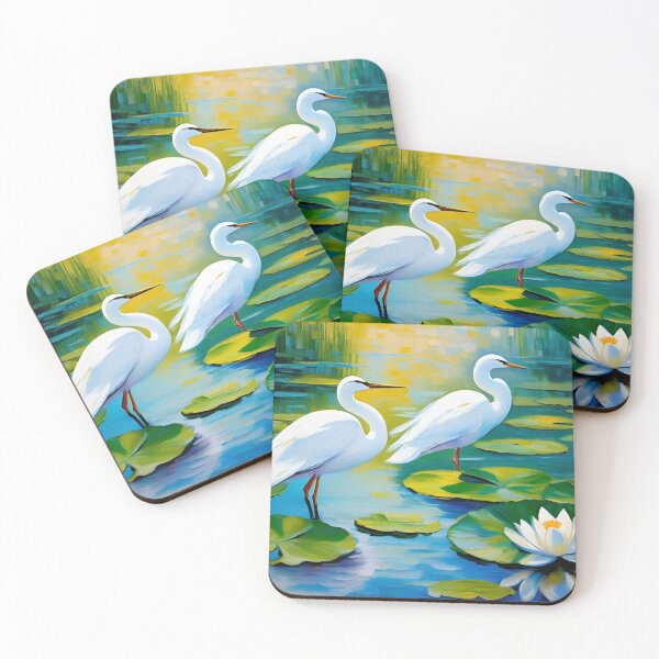 Item preview, Elegant Egrets in a Tranquil Water Garden designed and sold by Aaron Ran.