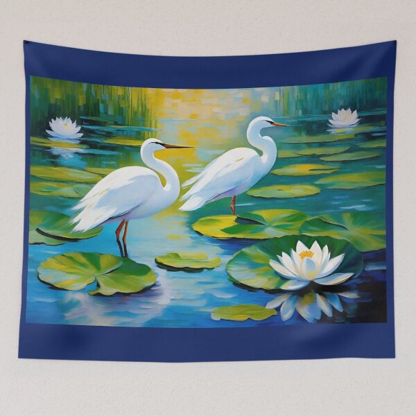 Item preview, Elegant Egrets in a Tranquil Water Garden designed and sold by Aaron Ran.