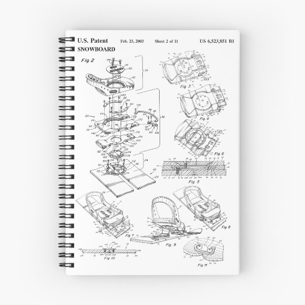 Item preview, Binding Mechanism For Snowboard Patent White Background designed and sold by Peek-Designs.