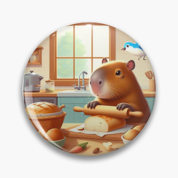 Item preview, Capybara Baker with Blue Bird1 designed and sold by Capybara Art Lover.