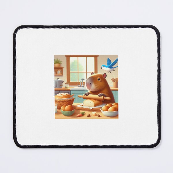 Item preview, Capybara Baker with Blue Bird1 designed and sold by Capybara Art Lover.