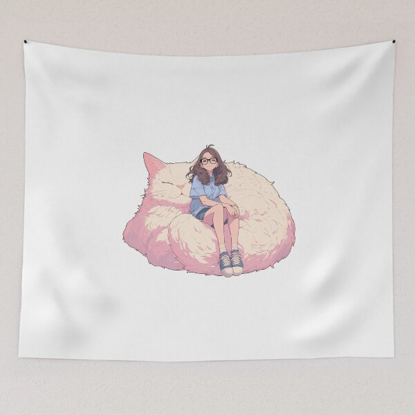 Item preview, pretty girl and giant cat designed and sold by HandsomeCat.