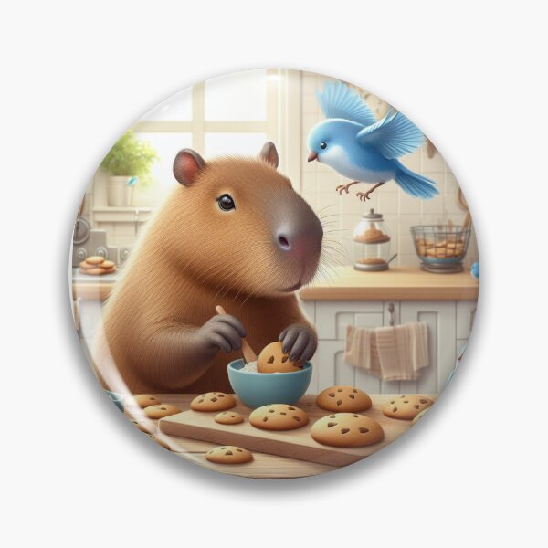 Item preview, Capybara Baker with Blue Bird4 designed and sold by Capybara Art Lover.