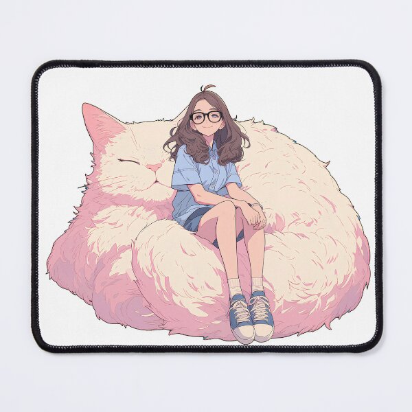 Item preview, pretty girl and giant cat designed and sold by HandsomeCat.