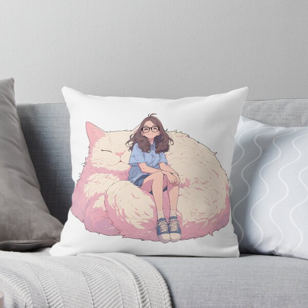 Item preview, pretty girl and giant cat designed and sold by HandsomeCat.