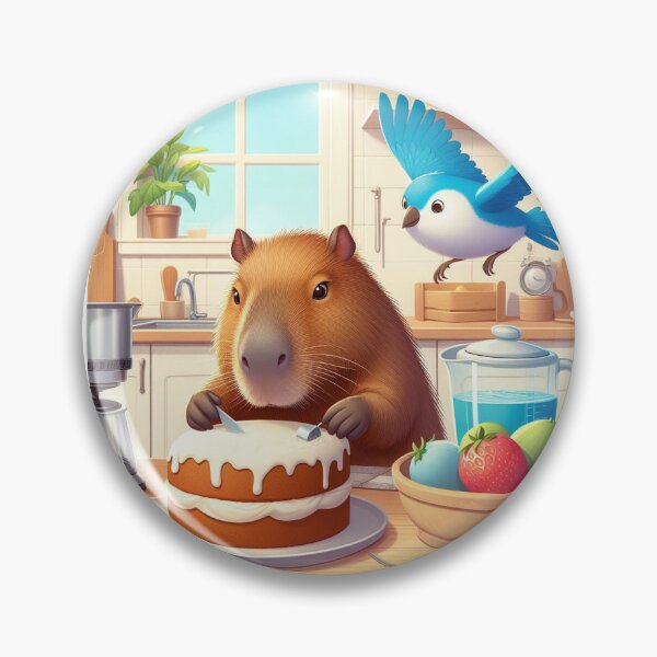 Item preview, Capybara Baker with Blue Bird7 designed and sold by Capybara Art Lover.