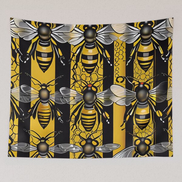 Item preview, Black And Yellow Honey Bee Pattern designed and sold by TheArtOfPat.