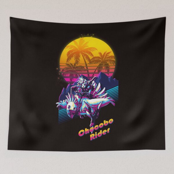 Item preview, Cloud Chocobo Riding 80s Retrowave Final Fantasy 7 designed and sold by CharlotLemaitre.