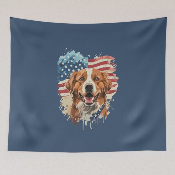 Item preview, patriot white and red dog  against the background of the flag designed and sold by jkrphoto.