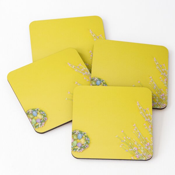 Item preview, Easter Eggs on Yellow Background with Bouquet designed and sold by asun5.
