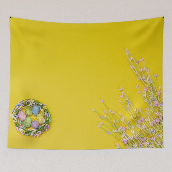Item preview, Easter Eggs on Yellow Background with Bouquet designed and sold by asun5.