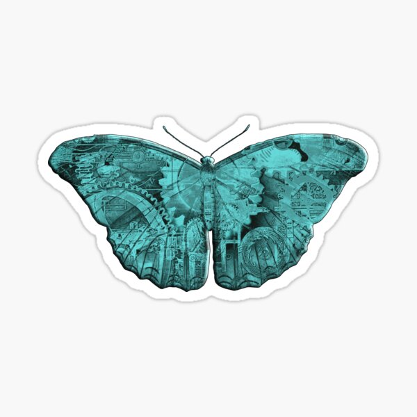 Steampunk Butterfly - Turquoise Sticker