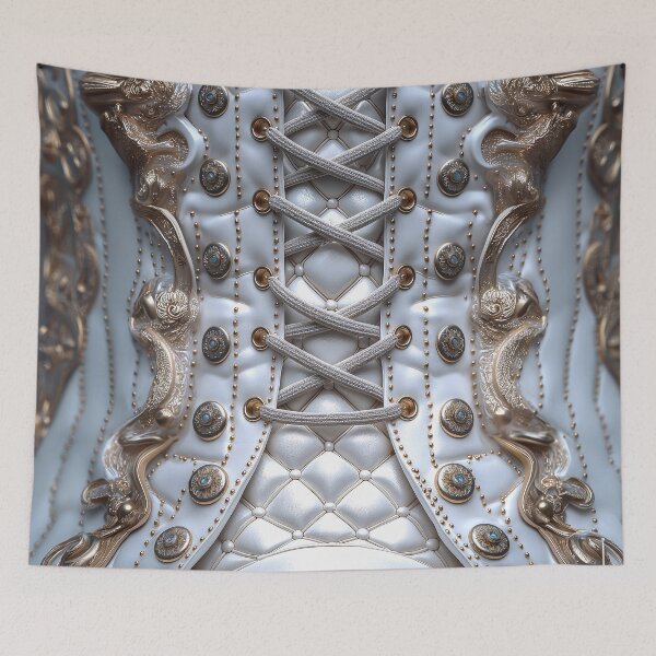 Item preview, Steampunk white and gold leather texture with laces designed and sold by Fantasyplus.