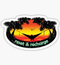 Hammock Camping Reset & Recharge Beach Sunset Scene Sticker