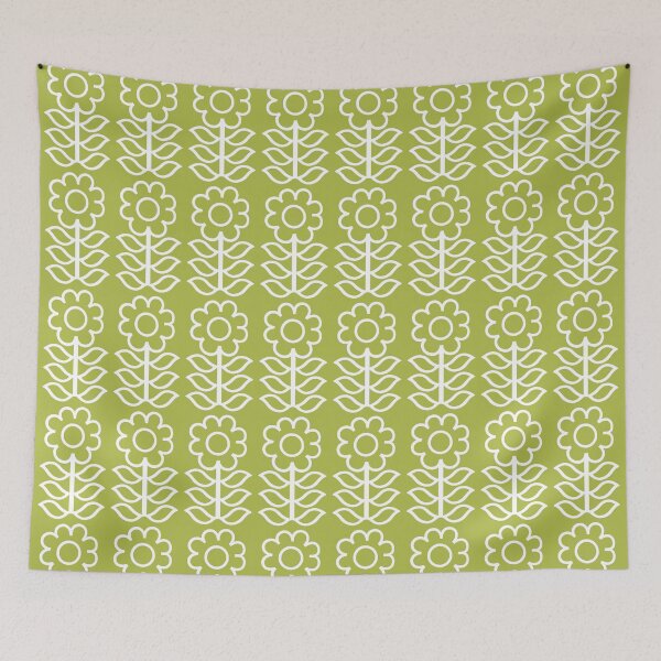 Item preview, Retro Flower Garden Avacado Green designed and sold by tonymagnerart.