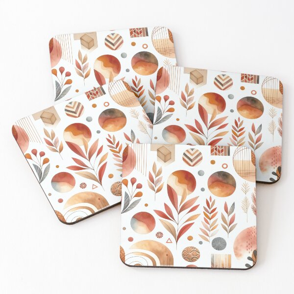 Item preview, Autumn Harmony Textile Elegance in Warm Geometric Flora designed and sold by ArtComixHaven.