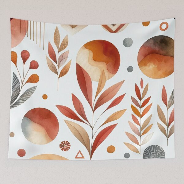 Item preview, Autumn Harmony Textile Elegance in Warm Geometric Flora designed and sold by ArtComixHaven.