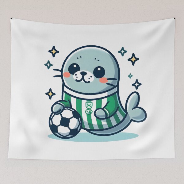 Item preview, Kawaii Seal With Soccer Jersey Playing Soccer designed and sold by CanvasCutie.
