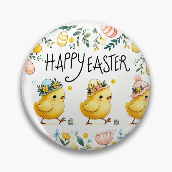 Item preview, Chick And Flowers Happy Easter Watercolor Pattern designed and sold by BeebooDesign.