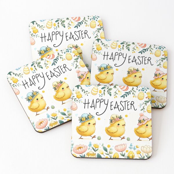 Item preview, Chick And Flowers Happy Easter Watercolor Pattern designed and sold by BeebooDesign.