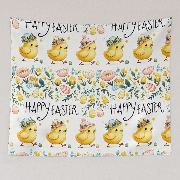 Item preview, Chick And Flowers Happy Easter Watercolor Pattern designed and sold by BeebooDesign.
