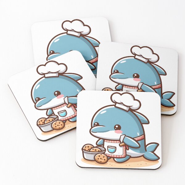 Item preview, Kawaii Dolphin With An Apron And A Chef'S Hat Baking Cookies designed and sold by CanvasCutie.