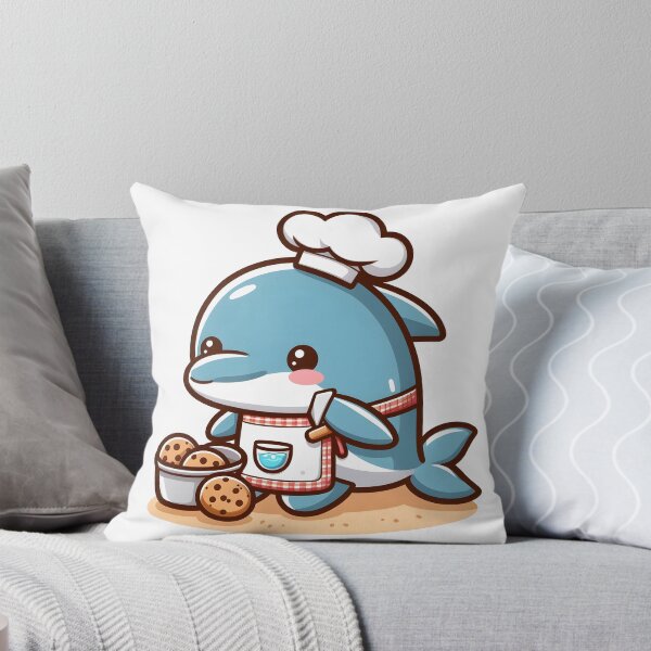 Item preview, Kawaii Dolphin With An Apron And A Chef'S Hat Baking Cookies designed and sold by CanvasCutie.
