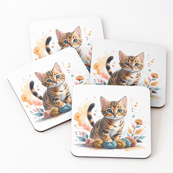 Item preview, Bengal cat - flowers and wool designed and sold by Tea-Shirt-Break.
