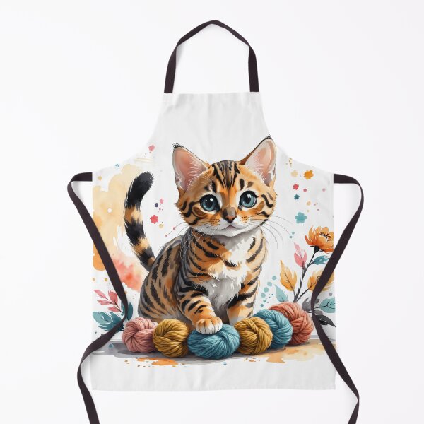 Item preview, Bengal cat - flowers and wool designed and sold by Tea-Shirt-Break.