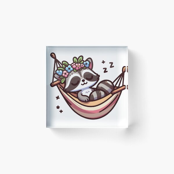 Item preview, Kawaii Raccoon With Flower Crown designed and sold by CanvasCutie.
