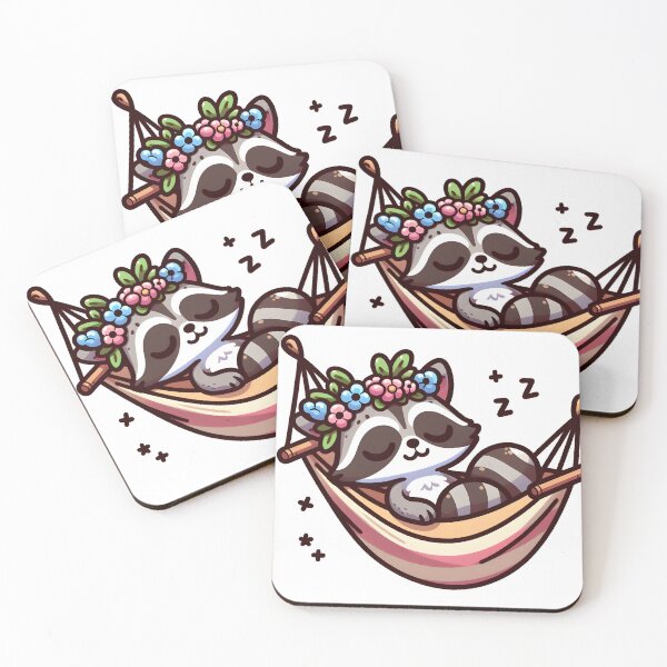 Item preview, Kawaii Raccoon With Flower Crown designed and sold by CanvasCutie.